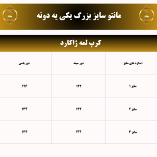 جدول کت پلاس سایز